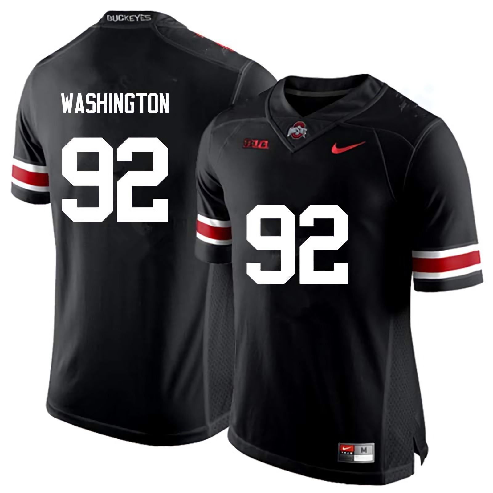 Adolphus Washington Ohio State Buckeyes Men's NCAA #92 Nike Black College Stitched Football Jersey IRP4056YB